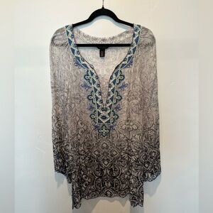White House Black Market Silk Tunic XL